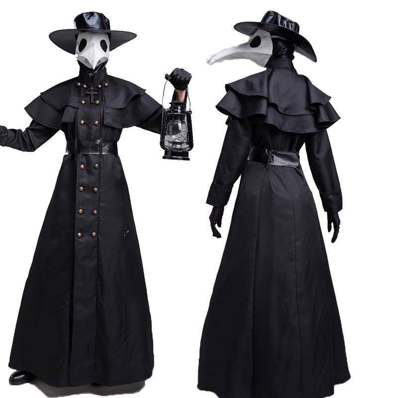 Adult Plague Doctor Raven Beak Costume - Halloween Steampunk Medieval Style cm