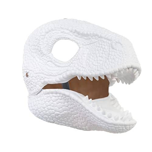 BaronHong Halloween festmask latex rörlig käke skräck dino mask huvudbonader cosplay kostym för vuxna och barn (vit, M), Vitt