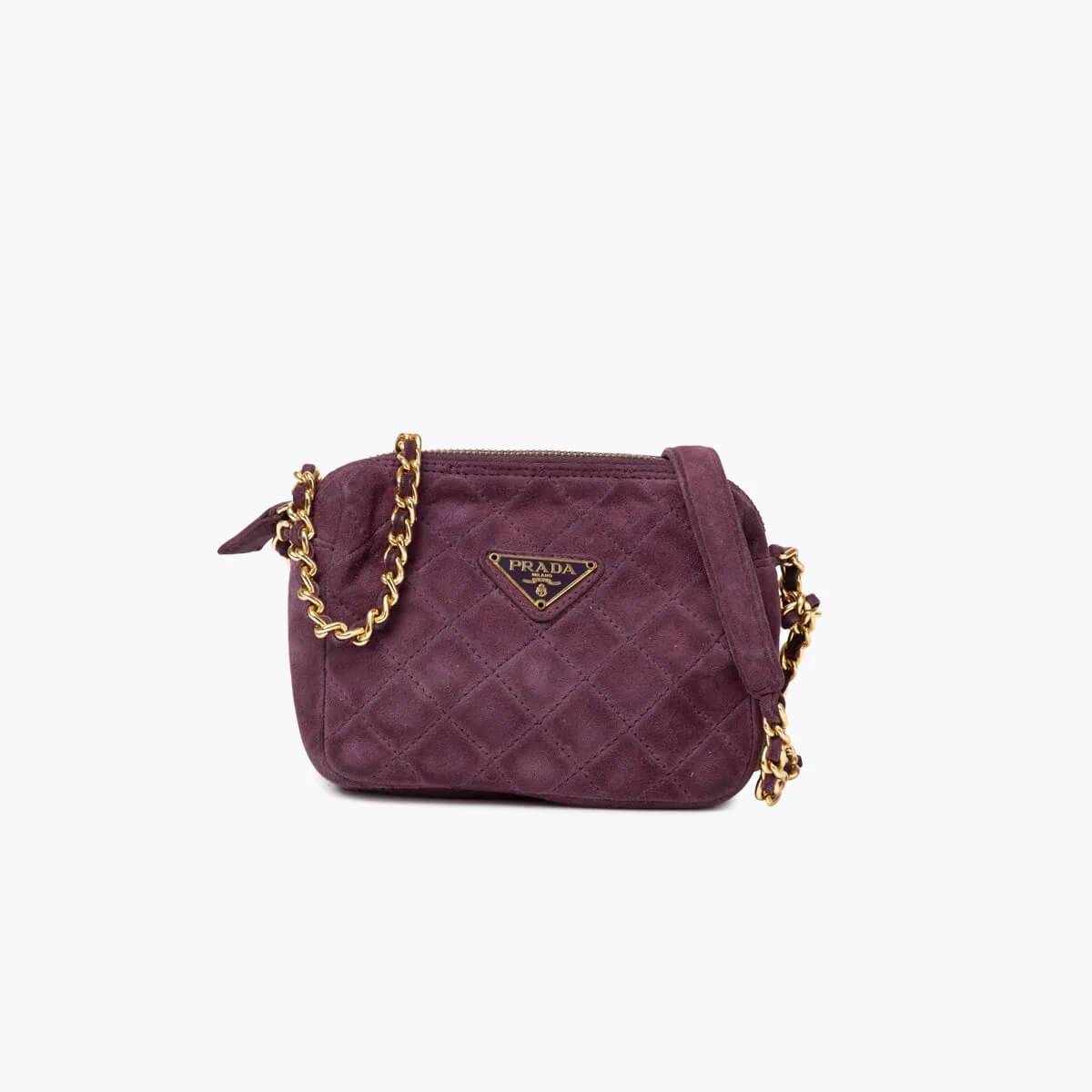 PRADA Quilted Suede Chain Bag - Purple - One Size