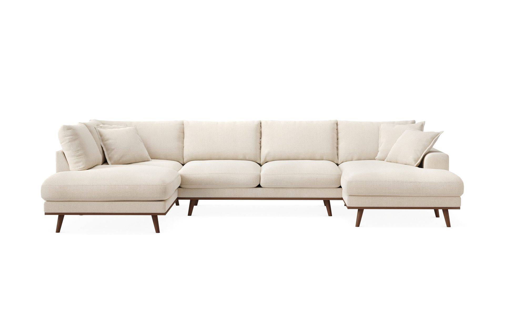 Copenhagen Premium 5-sits Vänstervänd U-formad Djup Soffa med Divan och Schäslong i Chenille - Ljusbeige U-soffa Beige Scandinavian Choice