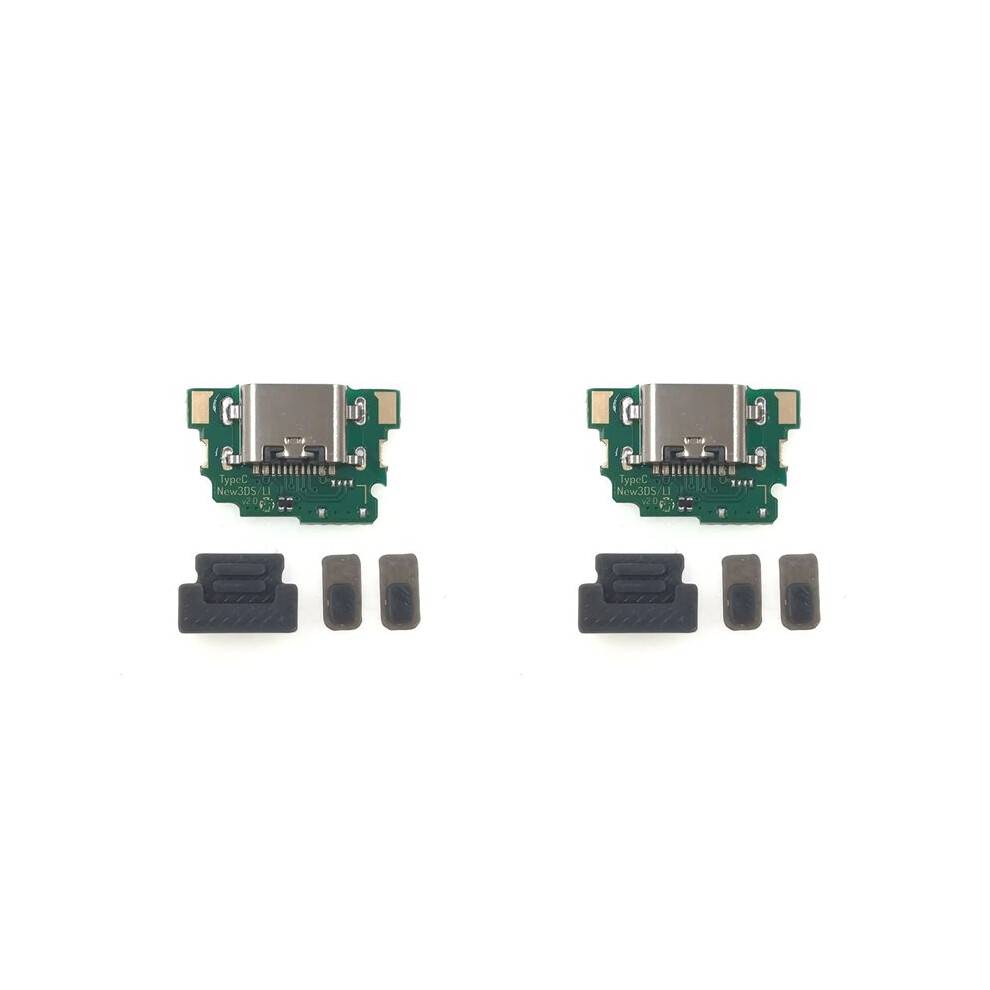 2X for New 3DS XL Charging Port Replacement Convert to USB-C to USB Type C for NEW 3DS XL Charging Socket Grey