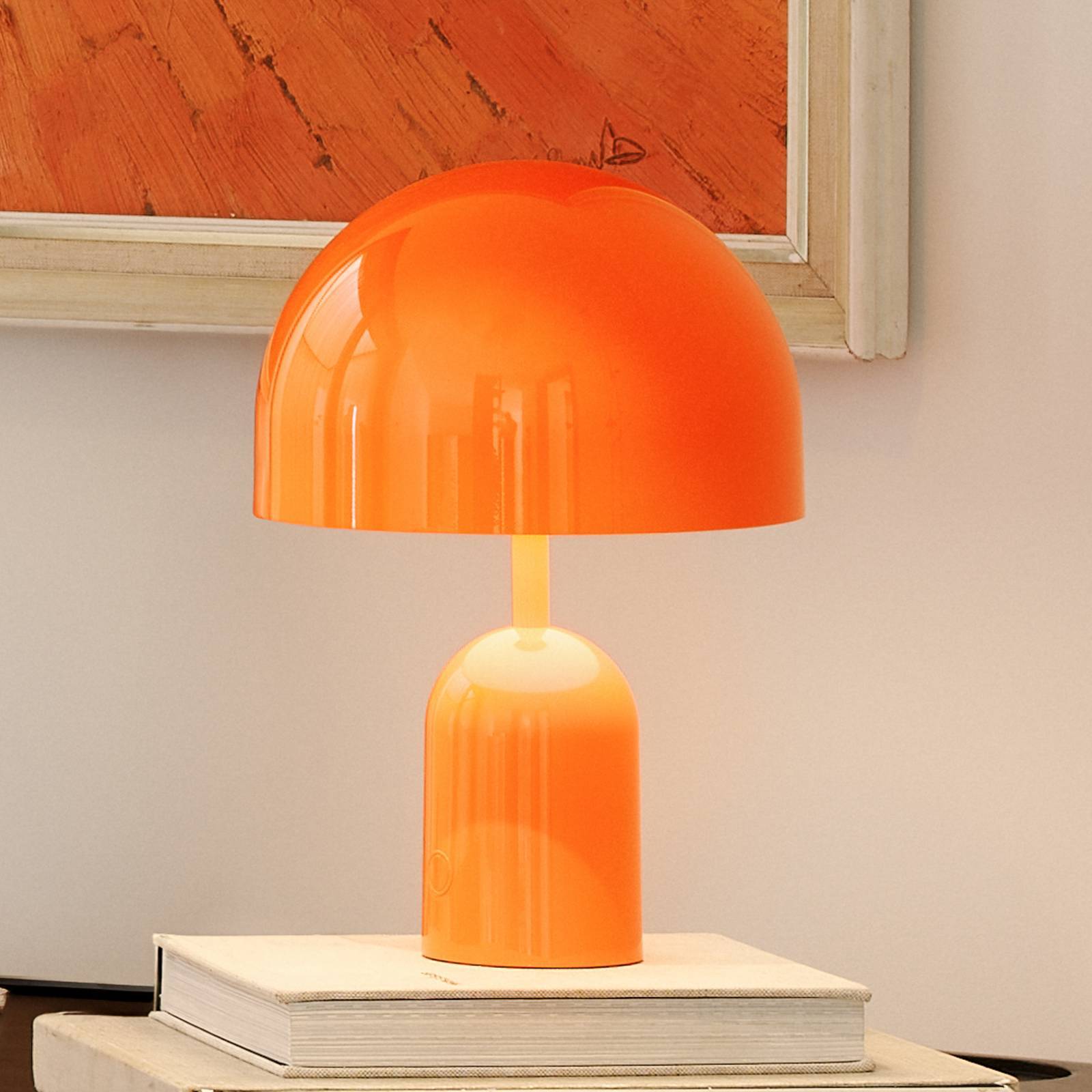 Tom Dixon Akku-bordslampa BELL PORTABLE, röd, 28 cm IP44 dimbar, Röd, Vardagsrum / matsal, Syntetmaterial, Design