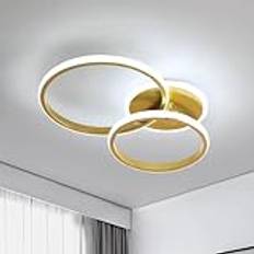 42W LED-taklampa, guld 3 flammig LED-taklampa, 52CM modern rund ringdesign aluminium taklampor Vardagsrumslampa Sovrumslampa Ljuskrona Barnrumslampa Kök Hall Taklampa