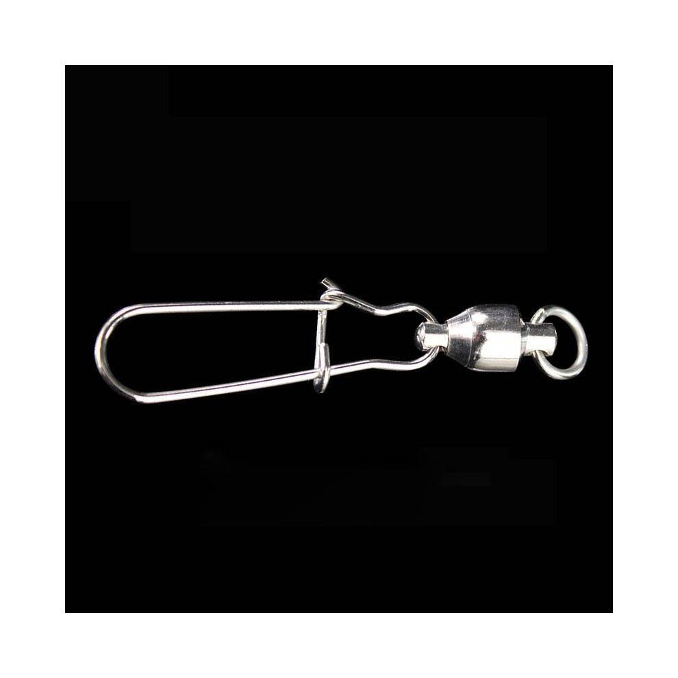 (10# 90mm)50pc Stainless Steel Ball Bearing Fishing Swivel With Lock Snap Dual Snap Lock