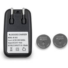 2 st / parti original ml2032 3v uppladdningsbara litiumbatteri knappcellsbatterier (ml2032)+1 st ml2032 laddare