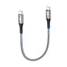 Silkland USB C till USB C-kabel 30 cm kort [3A/20 V 60 W] PD 3.0 & QC 4.0 0,3 m USBC-kabel för iPhone 15/Pro/Pro Max/Plus, Samsung S24/S24 Ultra/S23/S22/S21, iPad Pro/Air 5/Mini 6, MacBook Air/Pro