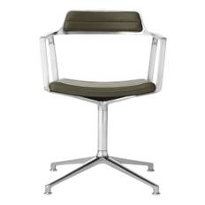 Vipp 452 Snurrstol Med Fötter - Polerad Aluminium/Bosco Läder