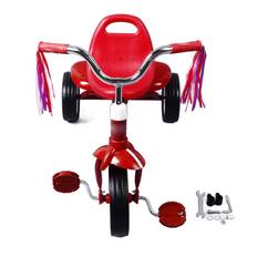 Toddler Tricycle Red Color Foldable 3 Position Adjustable Seat Steel Children Trike Bike