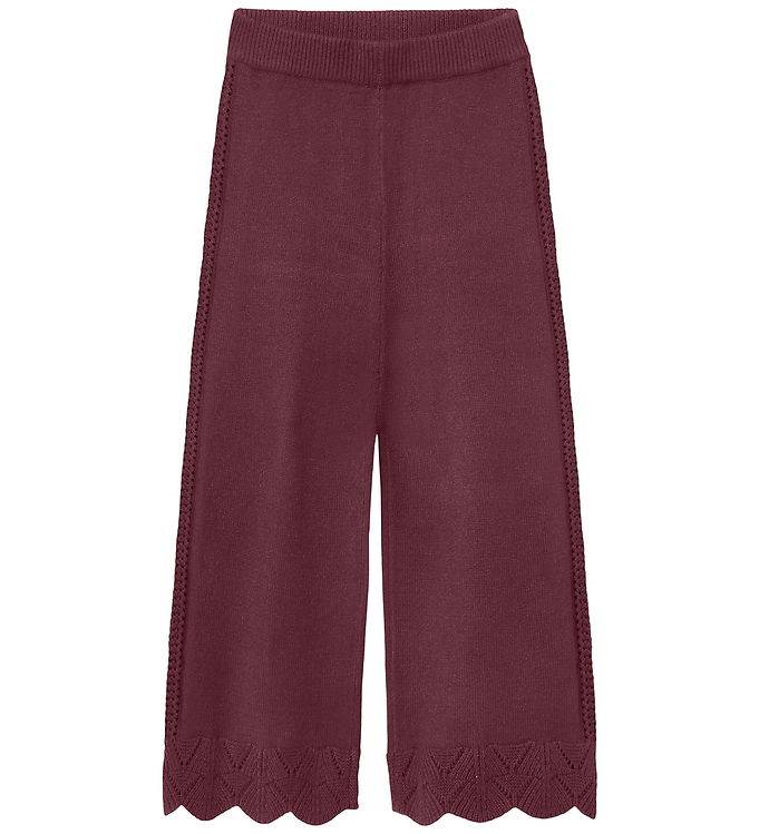 Fliink Bukser - Strik - Alilly Wide - Rib - Burgendy - Fliink - 2-3 år (92-98) - Bukser - Bomuld