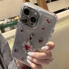 Lyxigt Retro 3D Metal Heart Cross Telefonfodral Kompatibel med IPhone 16 15 14 13 11 12 Pro Max 16 15 14 Plus Y2K Fashion Cool Epoxy Clear Soft Cover - Lim (Multi-size)