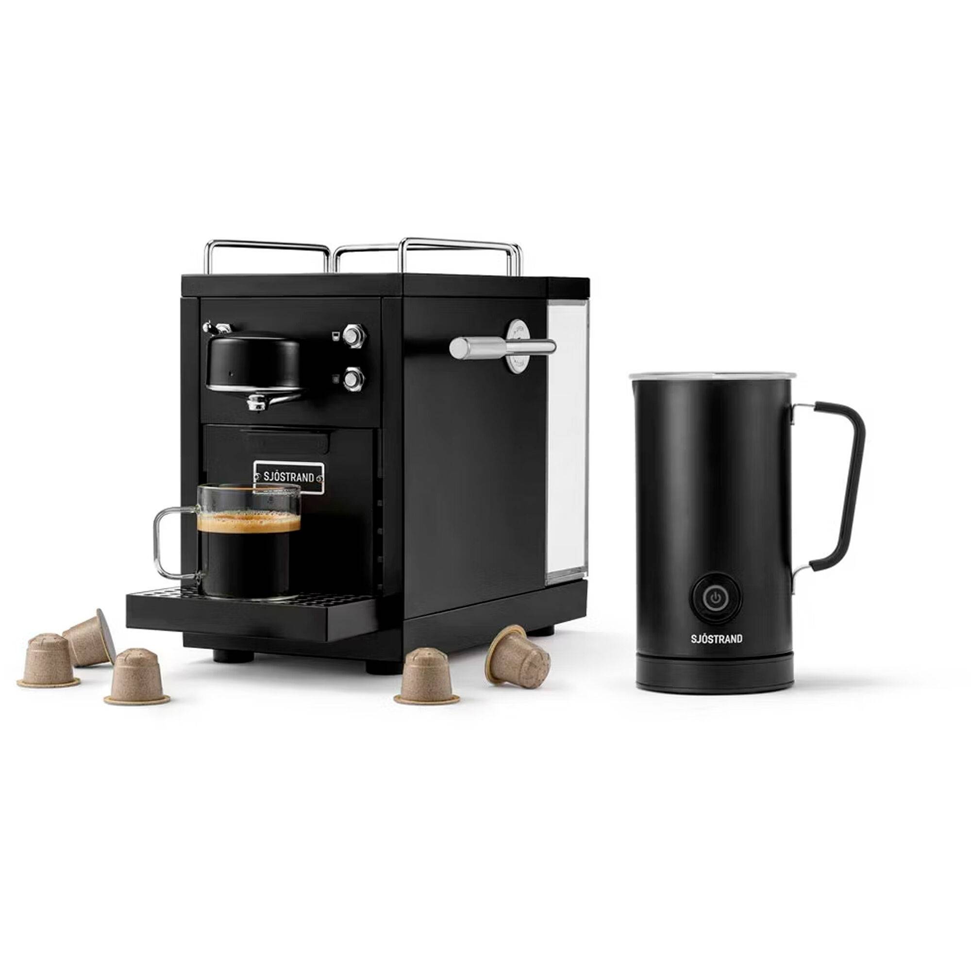 Sjöstrand coffee Sjöstrand The Original 2 Kapselmaskin Svart + Mjölkskummare