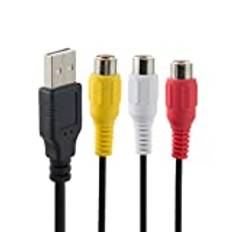 USB till 3RCA-kabel, USB-hane till 3 RCA hanuttag splitter ljud video AV sammansatt adapterkabel (USB M/3RCA F)