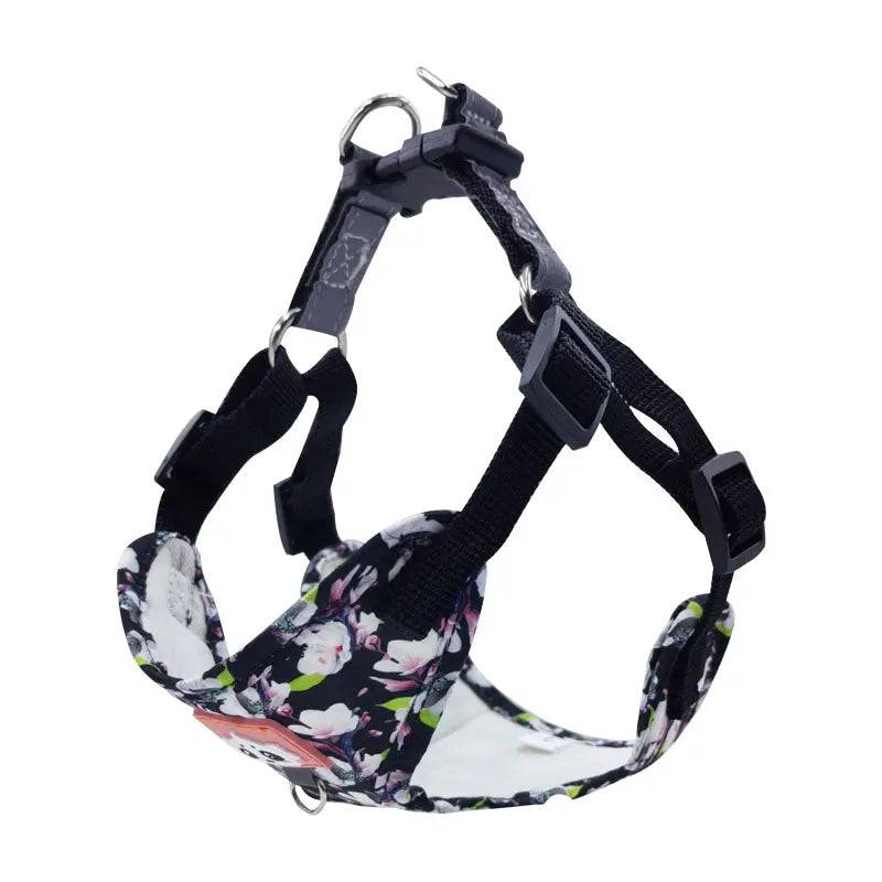 Adjustable Dog Harness & Leash Set with Reflective Strips - BLACK / M (M)