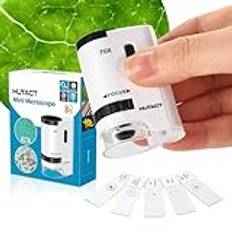HUTACT 70 x fickmikroskop för barn, mini handhållet bärbart mikroskop med 5 mikroskop diabilder för barn som lär sig, utbildning