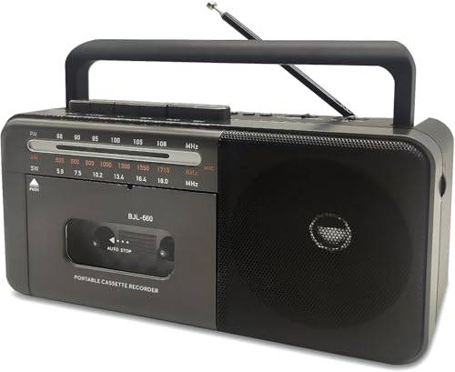 Kassettenspieler Bluetooth Boombox, Tape Recorder AM/FM/SW Radio Stereo Tape Player/Recorder mit großem Lautsprecher und Kopfhöreranschluss, USB/TF/MP3 Tapes Player AC betrieben oder