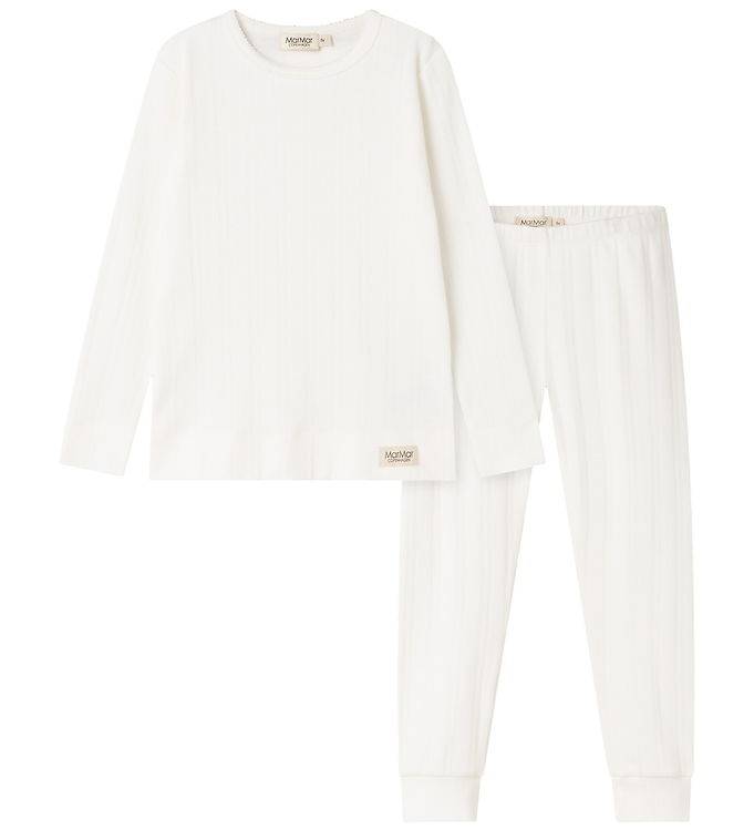 MarMar Pyjamas - 2-delad - Modal/Pointelle - Svag White - MarMar - 8 år (128) - Pyjamas 2-delad