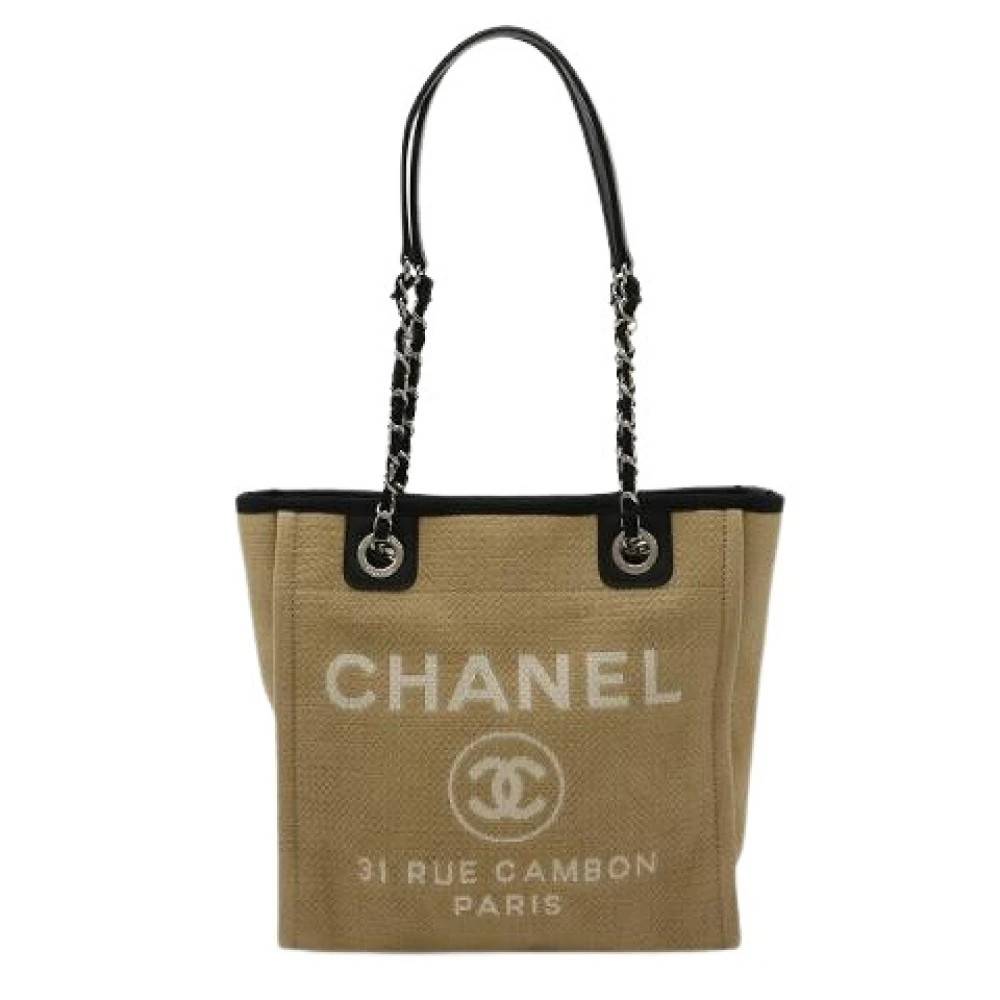 Chanel Vintage Pre-owned Deauville Canvas Leather 2way Tote Bag - Vintage - Dame - Beige - ONE SIZE - Uld