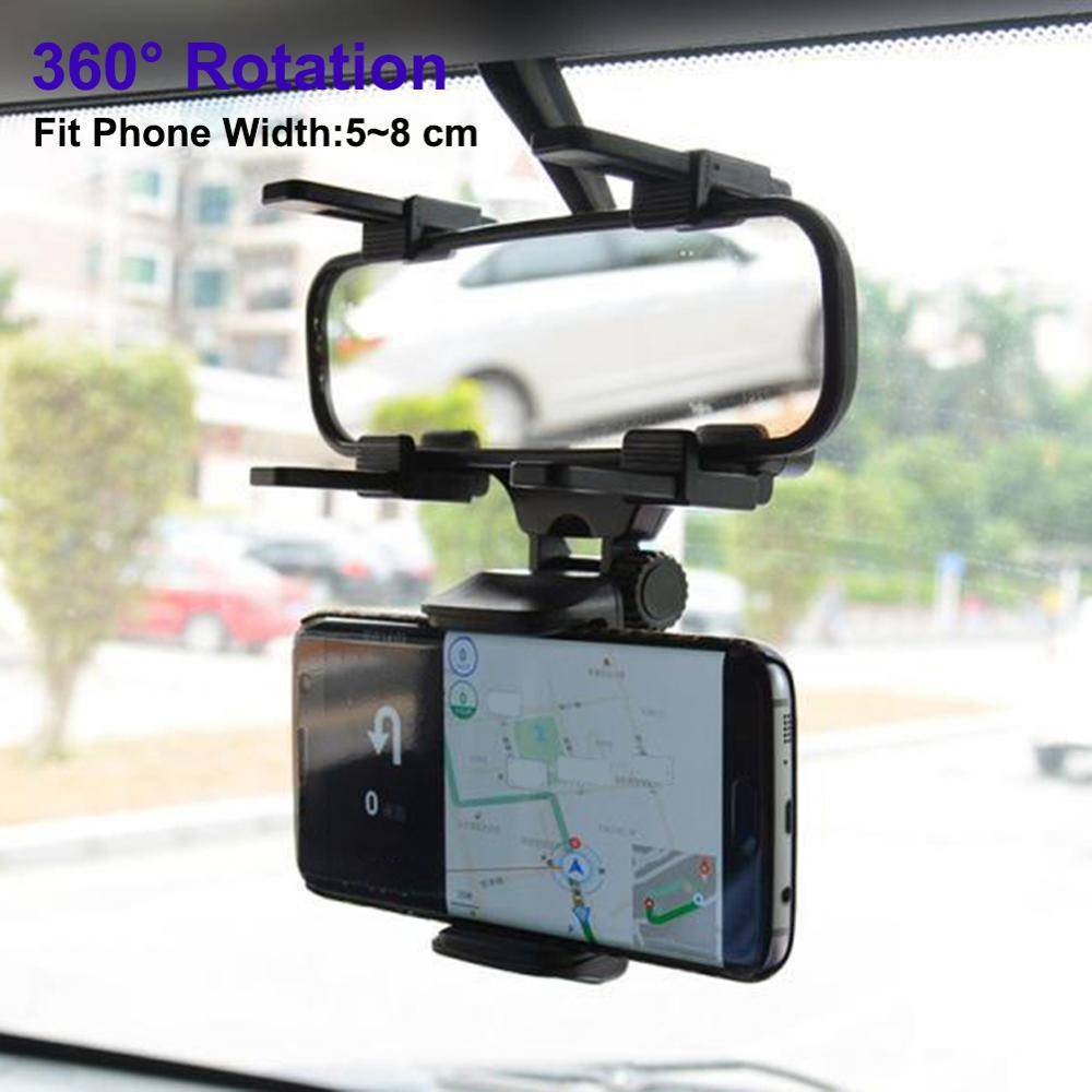 Bil biltelefon stativ fäste hållare backspegelfäste 360 graders rotation vagga gps navigationsstöd smartphone