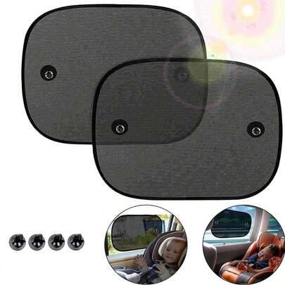 1 set solskydd för bilen, solskydd för sidorutor, värmeisolerande gardiner, små solskydd för bilens fönster, sidosolskydd, svart material - Multifärgad (2 st bakre fyrkant,2 framrutor + 2 bakrutor,2 st ovala lister i främre raden)
