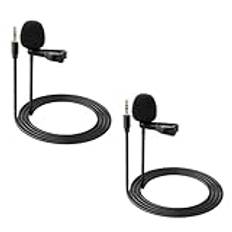 Neewer 2-pack Lavalier Lapel mikrofon kompatibel med Rode Wireless GO II Wireless Pro DJI trådlös mikrofon, 3,5 mm TRS rundstrålande kondensor trådbunden klämma på Lav Mic för YouTube Live Stream, CM5