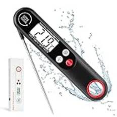 Flintronic Kökstermometer, 1s omedelbar läsningstermometer, matlagningstermometer, med 9,6 cm, vikbar sond och LCD-skärm, kötttermometer, digital termometer för matlagning, grillkött, bakverk, mjölk