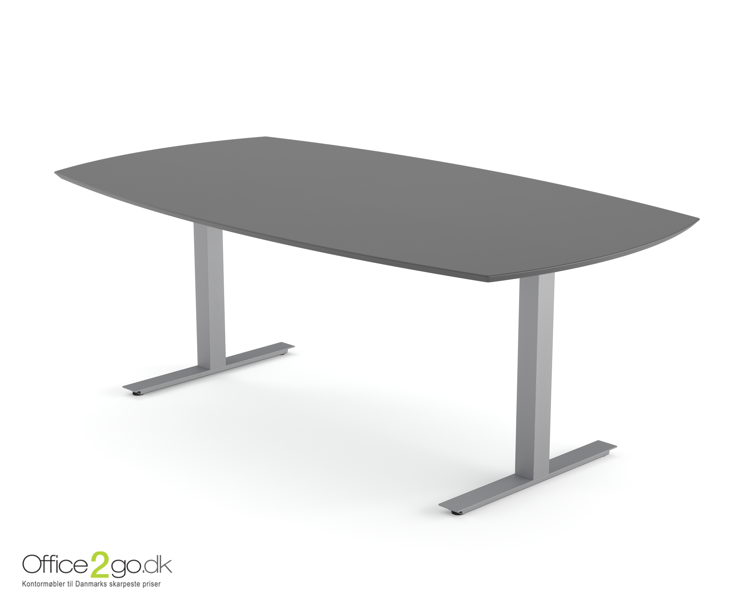 Square mødebord (tøndeformet bordplade) - 200 cm - Gråt