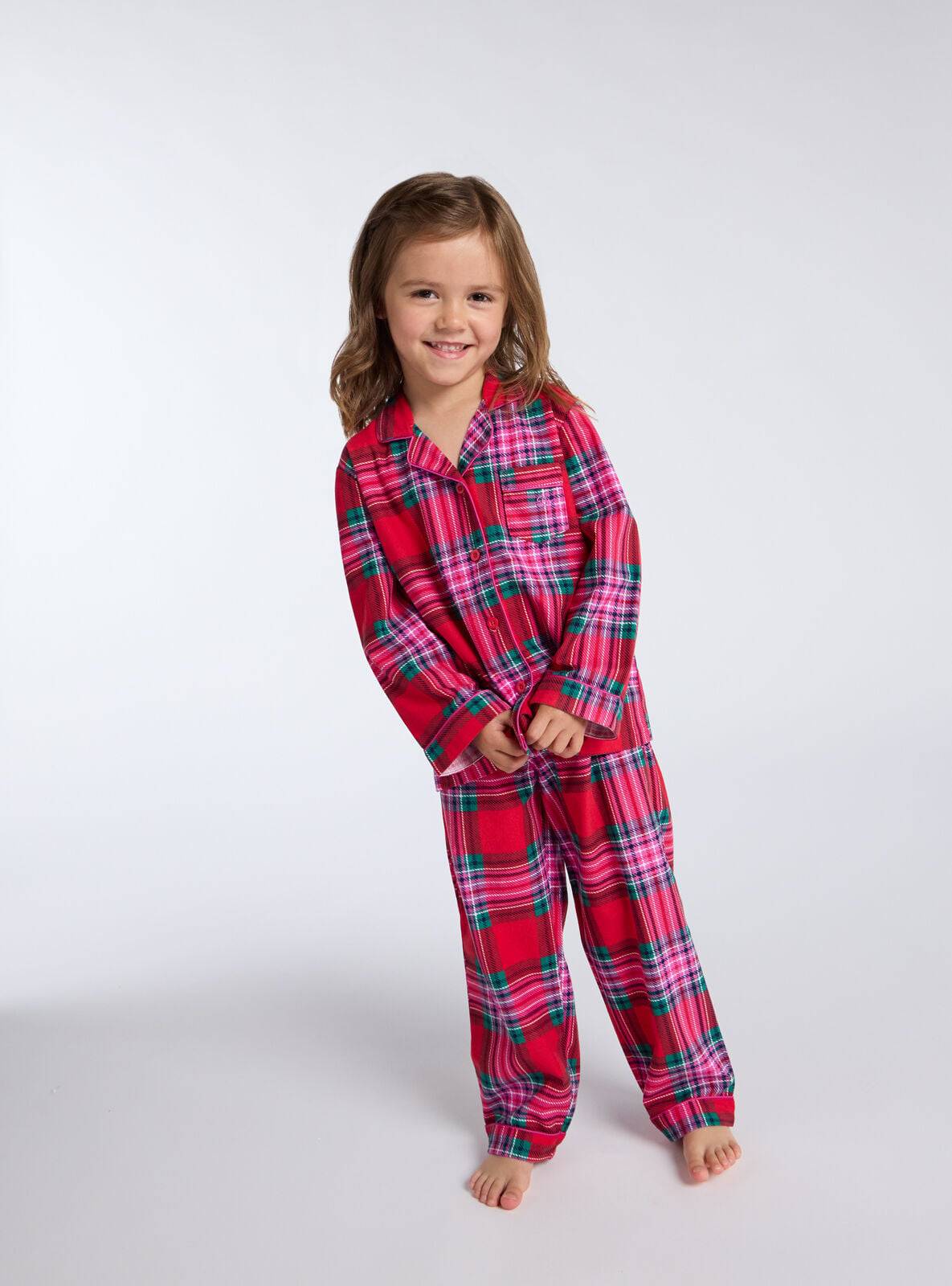 Boux Avenue Kids check fleece pyjamas in a bag - Red Mix - 2-3