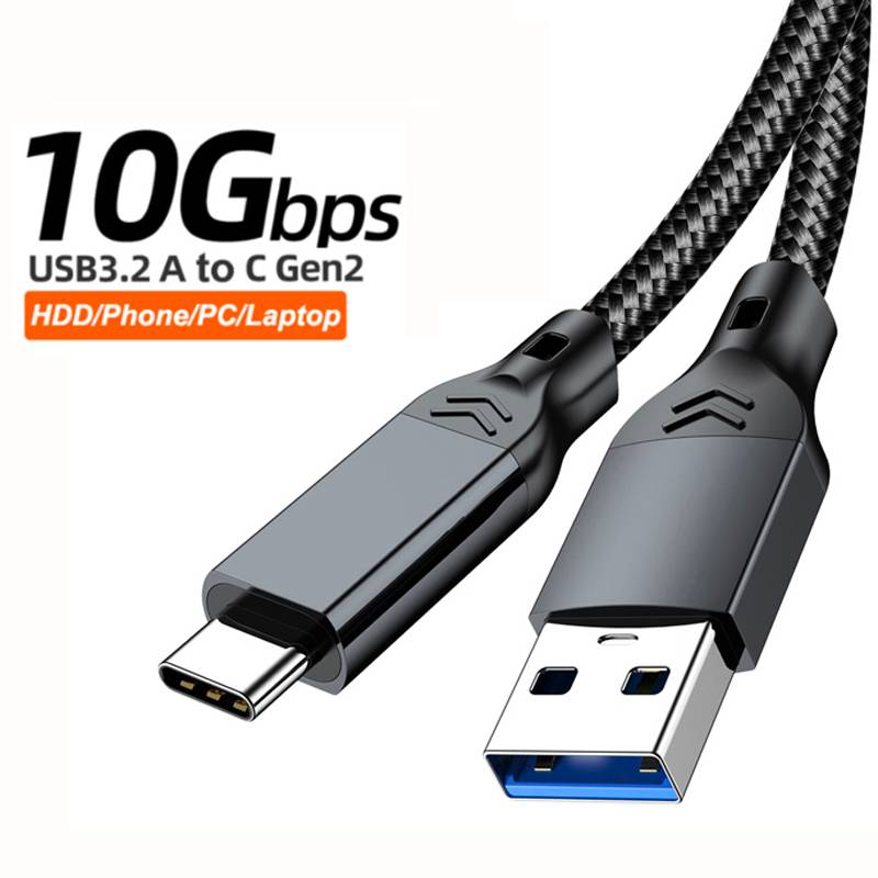 USB 3.2 3.1 Gen2 10Gbps USB-A to Type C Cable USB-C Data Transfer Cable QC 3.0 60W Fast Charging Cord For USB HUB SSD Box Wire