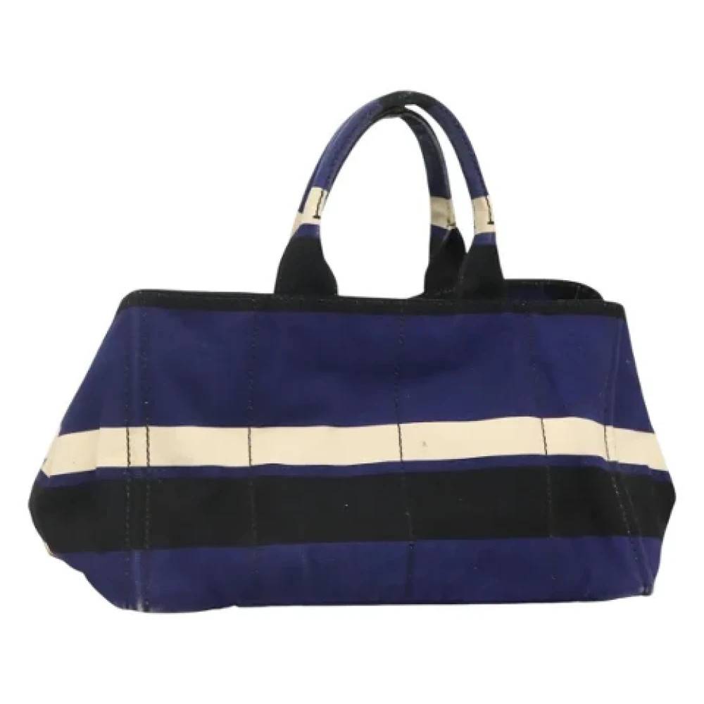 Prada Vintage Pre-owned canvas håndtasker - Vintage - Dame - Blå - ONE SIZE - Uld