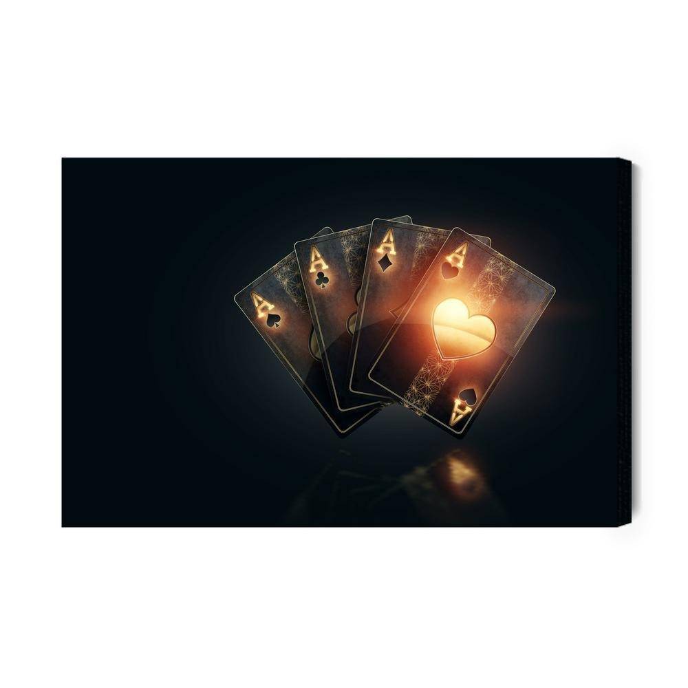 Billede på lærred - Sorte poker spillekort.