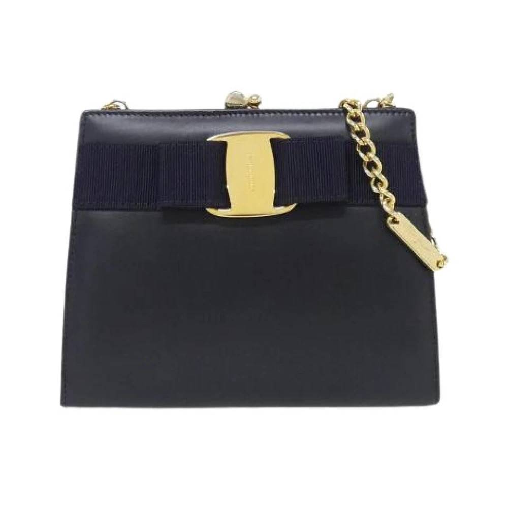 Salvatore Ferragamo Pre-owned Pre-owned Calf Shoulder Bag - Vintage - Dame - Blå - ONE SIZE - Uld