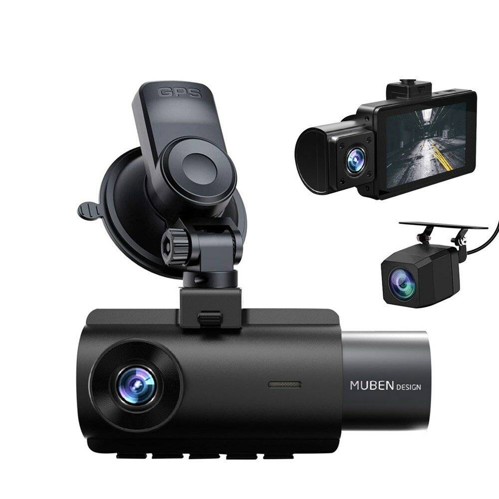 J08 3" Bil Dual Dash Cam Skärm WIFI Front & Bak Kamera 1080P+720P HD-inspelning