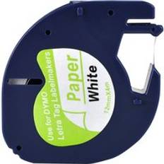 1 kompatibel dymo letratag 91200 12267 1 svart på vitt pappersetikettband för lt -100h, lt -100t, lt -110t, qx 50, xr, xm,