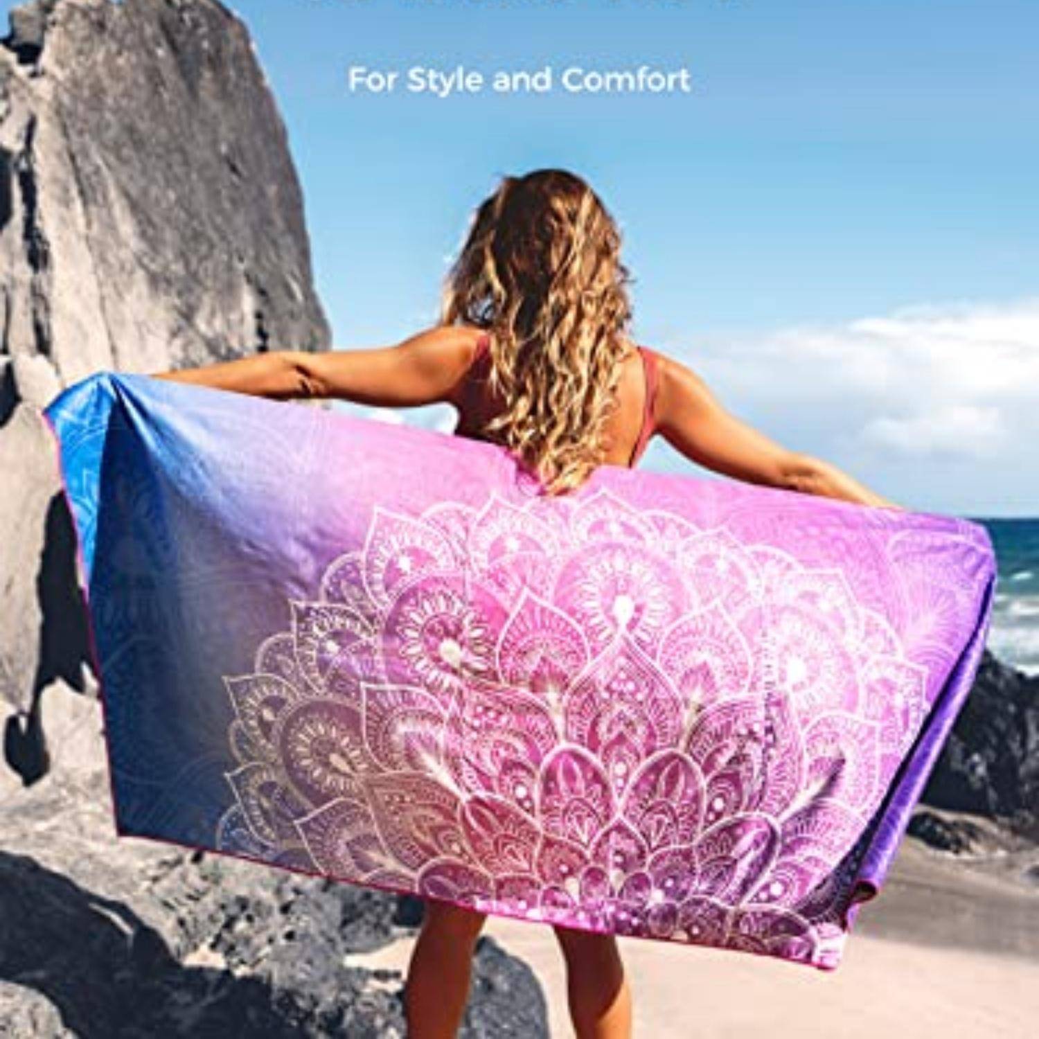 OCOOPA Strandhandduk Mikrofiber, Extra Stor 140x180cm Överdimensionerad Resehandduk - Snabbtorkande, Sandfri, Kompakt, Lättviktig - Strand pink