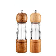 Pepper Mill Pepper Salt Mill Manual Rock Salt Mill Black Pepper Coarseness Adjustment Seasoning Container Made of Oak Wood Natural Oak Solid Wood