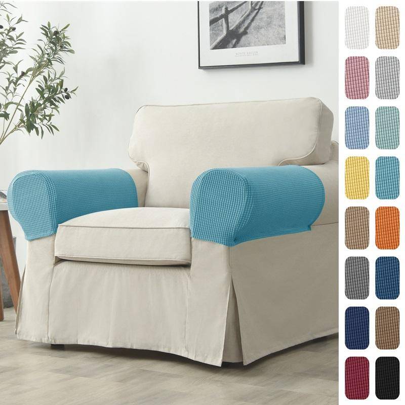 2 delar/set Soffa Armstödsöverdrag Polar Fleece Elastisk soffa Fåtölj Armskydd Fodral Stretch Non-Slip Avtagbara armar Slipcover gray