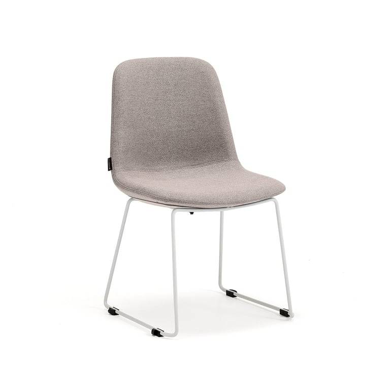 Stol LANGLEY, låg, medstativ, vit/taupe