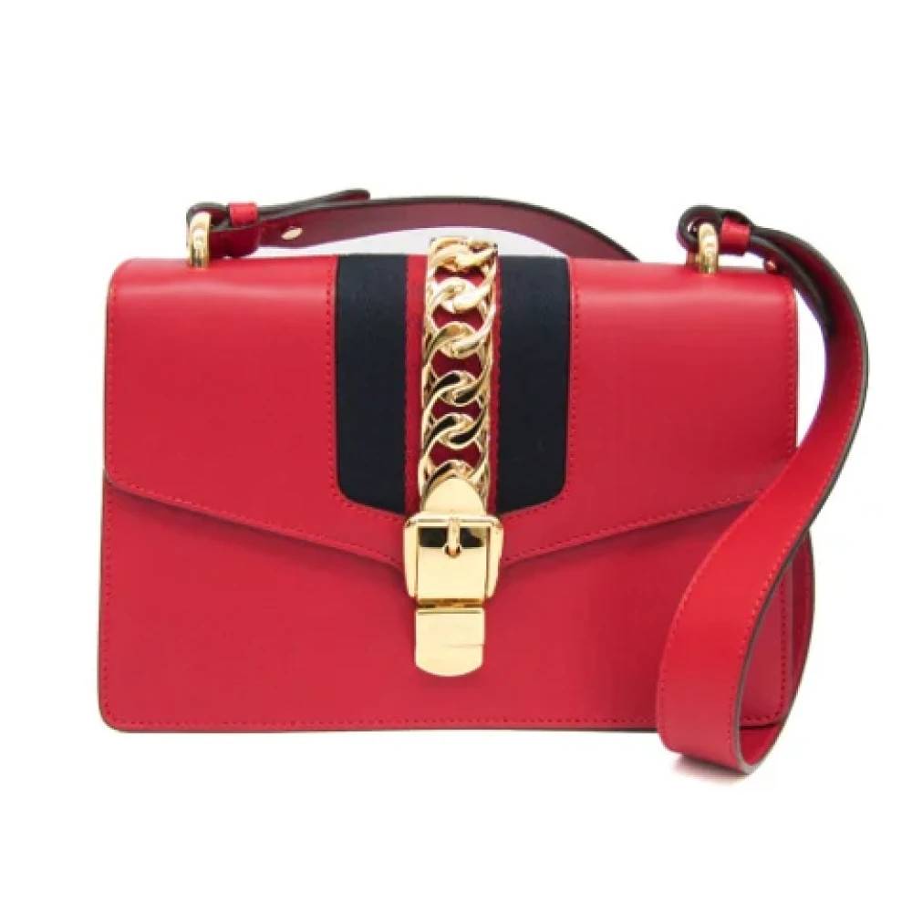 Gucci Vintage Pre-owned Laeder gucci-tasker - Vintage - Dame - Rød - ONE SIZE - Uld