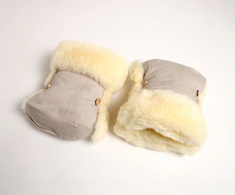 Naturkind Barnevognshandsker af lammeskind - Cream