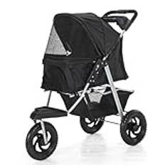 Husdjur Barnvagn Husdjursvagn Hundvagn Hopfällbar Avtagbar Och Tvättbar Delad Husdjursbilväska Kennel Husdjursvagn Med Tre Hjul Husdjur barnvagn Låda(Black)