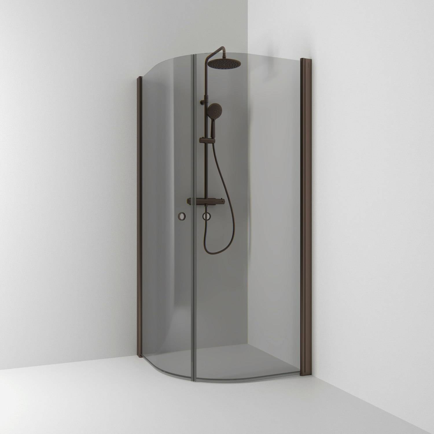 Duschhörna Svedbergs Skoga Halvrund 800x800 mm, Profil: Mocca, Rökglas