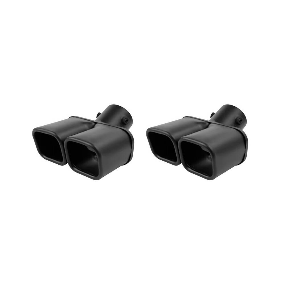 2X Inlet 63mm Dual Outlet Car Exhaust Tip Stainless Steel Black Exhaust Tips Muffler Tail Double Pipe Tube Tips
