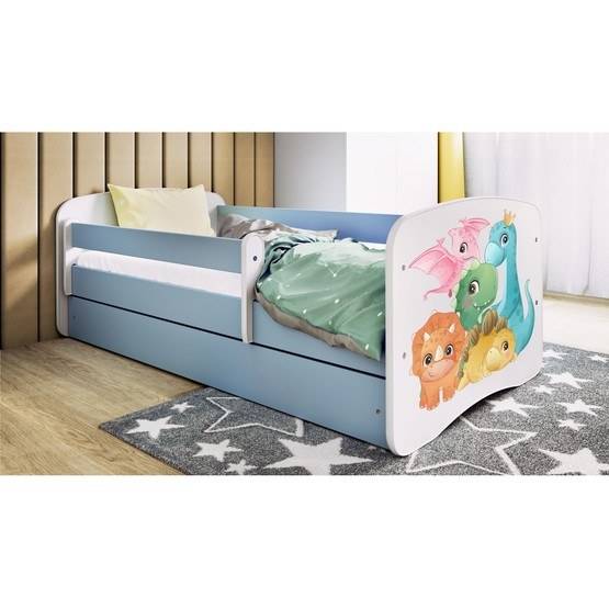 Kocot Kids Barnsäng - Babydreams Blå Med Låda - Små Dinosaurier 140x70 Cm