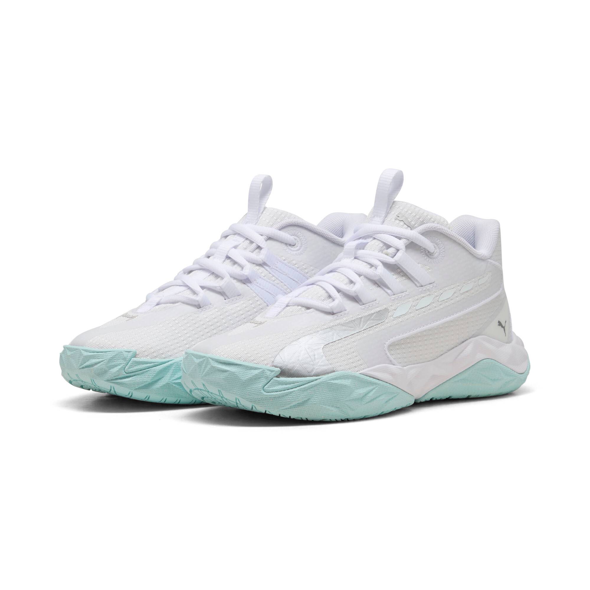 PUMA Dagger 2 Mid Basketball Shoes Youth, Shop, White/Silver/Feather Gray, 38.5