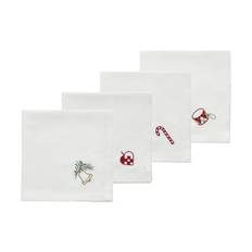 Södahl Christmas Joy Stofserviet - 4 stk. - B 40 x L 40 cm - Bomuld - Rød
