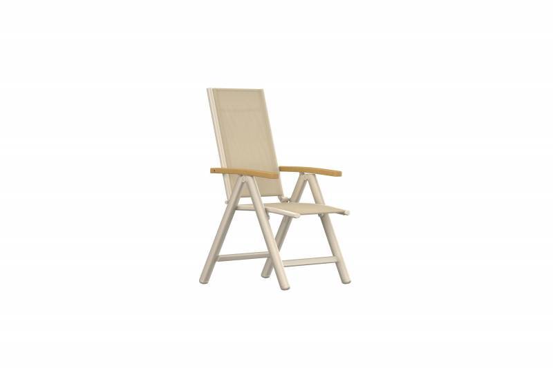 Panama let havestol med 5 positioner og armlæn beige og teak