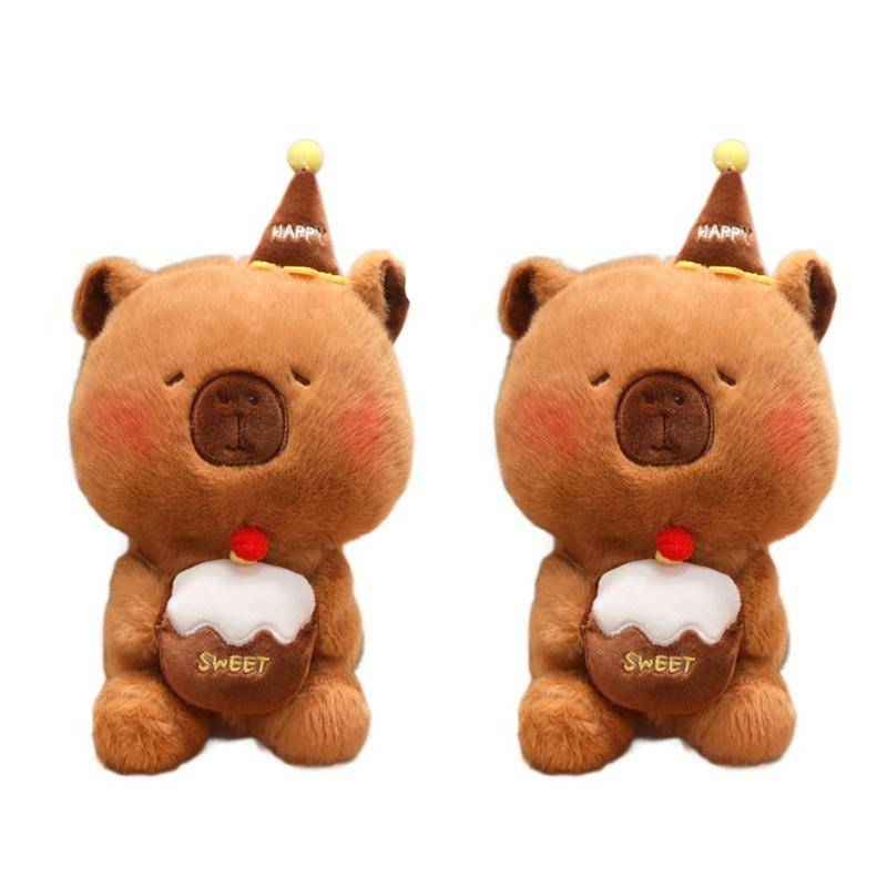 Capybara Gosedjur Härlig Födelsedags-Capibara Söt Nalle Mjuk Tårtdocka Kawaii Tecknad Stoppad Mat Dessert Kreativ Julklapp
