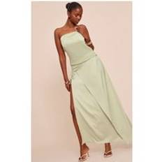 Sage Satin Wrap Maxi Skirt - 10