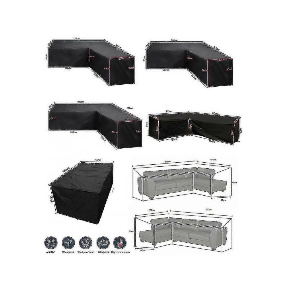 (270*270*90cm) 12 Size L Shape All-purpose Covers Waterproof Rattan Corner Furniture Cover Garden Patio Outdoor Sofa Protector Anti-dust