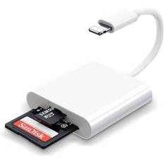 SD-kortlæser til iPhone/iPad, til SD-kort, hukommelseskortadapter, kamerakortlæseradapter, Viewer SD-kortadapterkonverter til iPhone Plug and Play